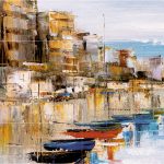 Oil,Painting,-,Harbor,View